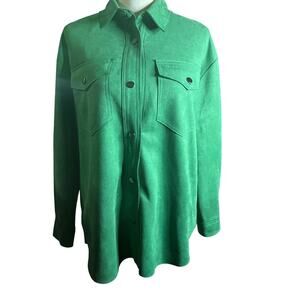 ZARA Vegan Suede Oversized Shacket, Emerald Green, Size XS, Can Fit A Medium